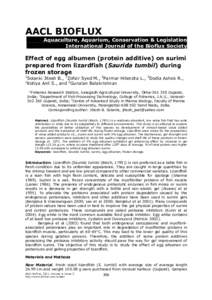 AACL BIOFLUX Aquaculture, Aquarium, Conservation & Legislation International Journal of the Bioflux Society Effect of egg albumen (protein additive) on surimi prepared from lizardfish (Saurida tumbil) during
