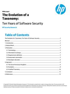 White paper  The Evolution of a Taxonomy: Ten Years of Software Security HP Security Research