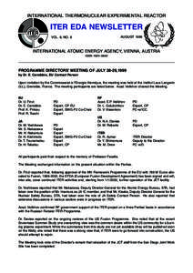 INTERNATIONAL THERMONUCLEAR EXPERIMENTAL REACTOR  ITER EDA NEWSLETTER ITER  AUGUST 1999