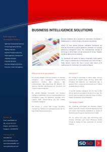 BUSINESS INTELLIGENCE SOLUTIONS SDSD Application Business Intelligence (BI) is essential for organizations that believe in Development Portfolio