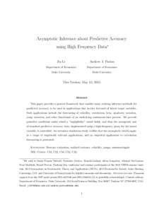 Asymptotic Inference about Predictive Accuracy using High Frequency Data∗ Jia Li Andrew J. Patton