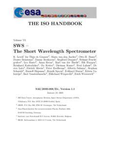 THE ISO HANDBOOK  Volume VI: SWS – The Short Wavelength Spectrometer