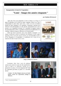 I&M - Bulletin n°31 Inauguration à Lomé de l’exposition : 