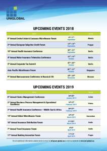 UPCOMING EVENTS 2018 Event Date  Venue