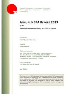 NAEP NEPA Annual Report 2013