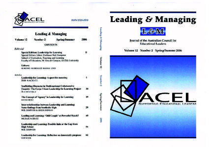 ISSNISSNLeading & Managing Journal of the Australian Council for Educational Leaders