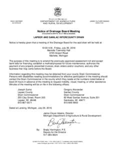 Public Meeting Notice:  Lapeer and Sanilac Intercounty Drain Board Meeting - July 29, 2016