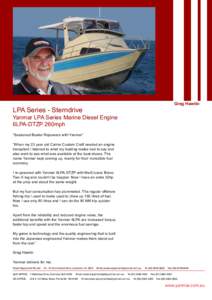 Greg Hawtin  LPA Series - Sterndrive Yanmar LPA Series Marine Diesel Engine 6LPA-DTZP 260mph