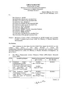 F.N0[removed]TS.I Govemment of India Ministry of Human Resource Development Department of Higher Education Technical Section-! Shastri Bhavan, New Delhi