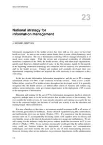 HEALTH INFORMATICS  National strategy for information management J. MICHAEL BRITTAIN