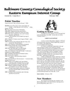 Volume No. 1 Issue No. 4  February 1998 Polish Timeline (Taken from CIA 