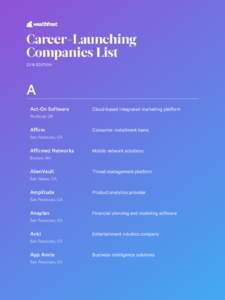 Career-Launching Companies List 2018 EDITION A Act-On Software