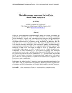 Australian Earthquake Engineering Society 2010 Conference, Perth, Western Australia  Modelling ocean waves and their effects on offshore structures N. Haritos Civil & Environmental Engineering,