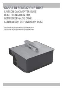 CASSA DI FONDAZIONE DUKE  CAISSON DA CIMENTER DUKE DUKE FOUNDATION BOX GETRIEBEGEHÄUSE DUKE CONTENEDOR DE FUNDACION DUKE