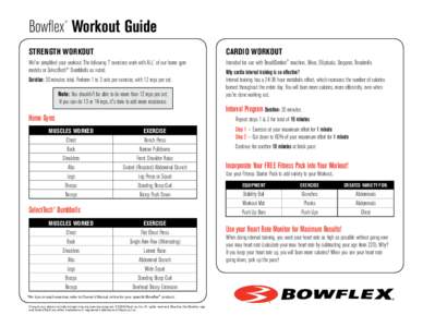 Bowflex Workout Guide ® Strength Workout  Cardio Workout