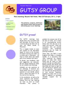 Newsletter WinterGUTSY GROUP Next meeting: Rossett Hall Hotel, Wed 20 February 2013, 2-4pm Articles: • Travel insurance