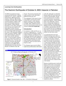 EERI Special Earthquake Report — February[removed]Learning from Earthquakes The Kashmir Earthquake of October 8, 2005: Impacts in Pakistan An EERI reconnaissance team