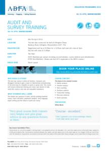 EDUCATION PROGRAMME6th-7th APRIL WARWICKSHIRE AUDIT AND SURVEY TRAINING