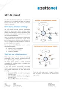 MPLS Cloud The MPLS Cloud service offers the cost benefit of traditional VPNs combined the luxury of advanced features typically seen with expensive enterprise Wide Area Networks.