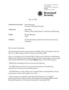 Homeland Security Information Network May 2009 Meeting Recommendations