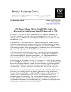 Microsoft Word - USC Broad Stem Cell Center Opening Press Release.doc