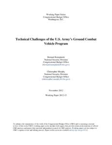 Technical Challenges of the U.S. Army’s Ground Combat Vehicle Program