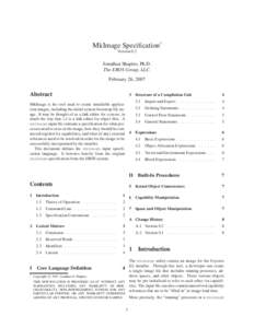 MkImage Specification† Version 0.2 Jonathan Shapiro, Ph.D. The EROS Group, LLC. February 26, 2007