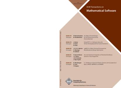 2010 Volume 36, Number 4 ACM Transactions on  Mathematical Software