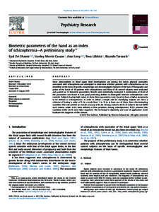 Psychiatry Research[removed]–720  Contents lists available at ScienceDirect Psychiatry Research journal homepage: www.elsevier.com/locate/psychres