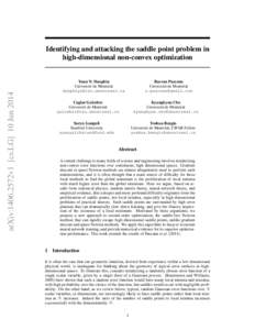 Identifying and attacking the saddle point problem in high-dimensional non-convex optimization Razvan Pascanu Universit´e de Montr´eal 