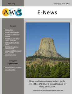 AWG.org  E-News ǀ June 2016 E-News Contents