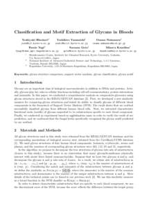 Classification and Motif Extraction of Glycans in Bloods Yoshiyuki Hizukuri1 Yoshihiro Yamanishi1  Osamu Nakamura2