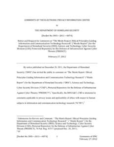 Internet privacy / Belmont Report / United States Department of Homeland Security / Information privacy / Medical privacy / Privacy Office of the U.S. Department of Homeland Security / Ethics / Privacy / Electronic Privacy Information Center