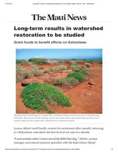 Long-term results in watershed restoration to be studied | News, Sports, Jobs - Maui News Long-term results in watershed restoration to be studied