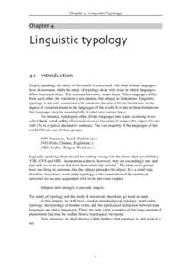 Chapter 4: Linguistic Typology  Chapter 4 Linguistic typology 4.1 Introduction