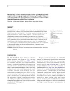 Q IWA Publishing 2006 Journal of Water and Health | 04.3 | Monitoring source and domestic water quality in parallel with sanitary risk identification in Northern Mozambique