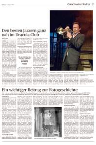 Ostschweizer Kultur 21  Montag, 3. August 2015 Den besten Jazzern ganz nah im Dracula Club
