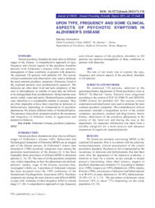 DOI: jimabJournal of IMAB - Annual Proceeding (Scientific Papers) 2011, vol. 17, book 1 UPON TYPE, FREQUENCY AND SOME CLINICAL ASPECTS OF PSYCHOTIC SYMPTOMS IN ALZHEIMER’S DISEASE