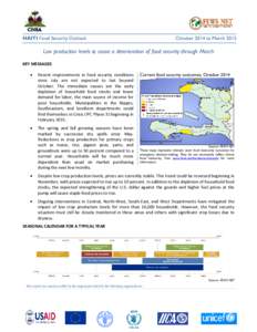HAITI Food Security Outlook  October 2014 to March 2015 Low production levels to cause a deterioration of food security through March KEY MESSAGES