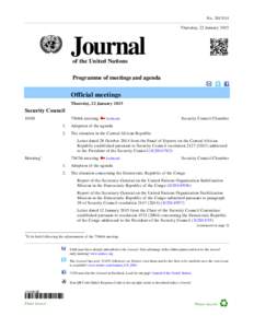 NoThursday, 22 January 2015 Journal of the United Nations
