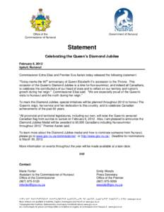 Office of the Commissioner of Nunavut Government of Nunavut  Statement