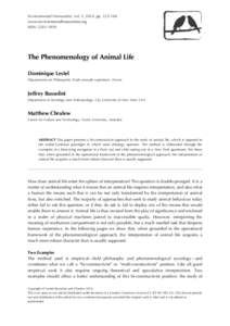 Environmental Humanities, vol. 5, 2014, pp[removed]www.environmentalhumanities.org ISSN: [removed]The Phenomenology of Animal Life Dominique Lestel