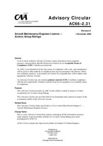 Advisory Circular AC66[removed]Aircraft Maintenance Engineer Licence — Avionic Group Ratings