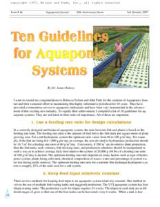 copyright 1997, Nelson and Pade, Inc., all rights reserved Issue # 46 Aquaponics Journal  10th Anniversary Issue