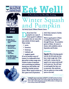 Eat Well Nutrition Education Program  Eat Well! A Newsletter for Healthy Eating  Fall