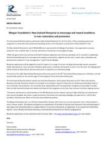 10 JulyMEDIA RELEASE For immediate release  Morgan Foundation’s New Zealand Riverprize to encourage and reward excellence