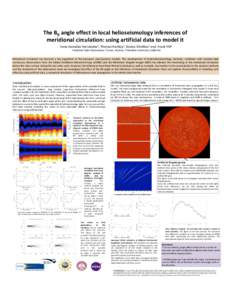 The B0 angle effect in local helioseismology inferences of   meridional circulation: using artificial data to model it Irene González Hernández1, Thomas Hartlep2, Shukur Kh