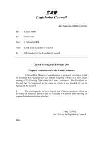 立法會 Legislative Council LC Paper No. CB[removed]Ref.  : CB(3)/M/OR