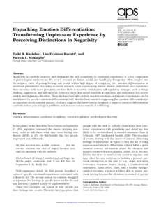 research-article2014 CDPXXX10.1177/0963721414550708Kashdan et al.Transforming Unpleasant Experience