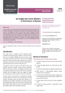 An Insight into Tumor Markers